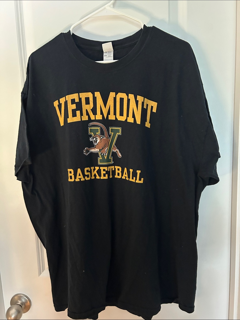Fruit of the Loom Black Vermont Basketball Tee with Gold Print